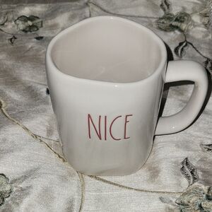 Rae Dunn White Mug with Red 'NICE' Text